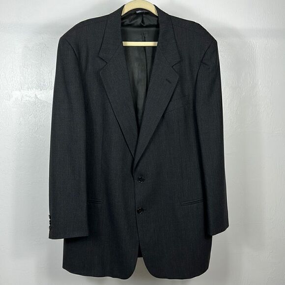 Giorgio Sanetti Italian Dark Gray Pure Wool Two Button Closure Blazer Size 44L